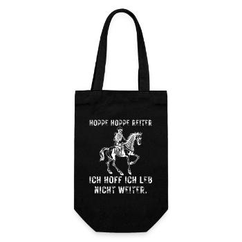 Hopp Reiter Motiv Spruch - Geschenkbeutel für Flaschen - Schwarz - Vorne