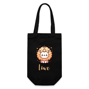 Löwe Design für Sternzeichen Fans – Kawaii Motiv - Geschenkbeutel für Flaschen - Schwarz - Vorne