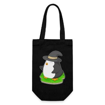 Pinguin Halloween Hexe - Geschenkbeutel für Flaschen - Schwarz - Vorne