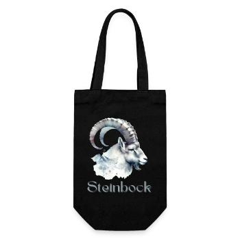 Elegantes Steinbock Sternzeichen Aquarell Geschenk - Geschenkbeutel für Flaschen - Schwarz - Vorne