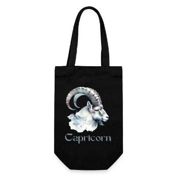 Elegant Capricorn Zodiac Watercolor Gift - Gift Bag for Bottles - black - Front