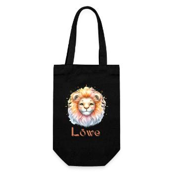 Elegantes Löwe Sternzeichen Aquarell Geschenk - Geschenkbeutel für Flaschen - Schwarz - Vorne