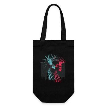 Neon Punk Rock Schädel City Skyline - Geschenkbeutel für Flaschen - Schwarz - Vorne
