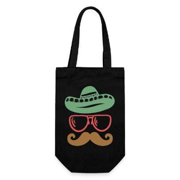 Cinco de Mayo mexikanisch Schnurrbart - Geschenkbeutel für Flaschen - Schwarz - Vorne