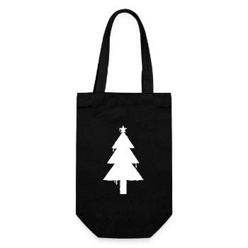Weihnachtsbaum Design für Feiertage und Winter - Geschenkbeutel für Flaschen - Schwarz - Vorne