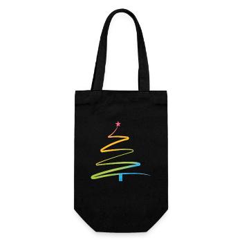 Regenbogen Weihnachtsbaum Aquarell - Geschenkbeutel für Flaschen - Schwarz - Vorne