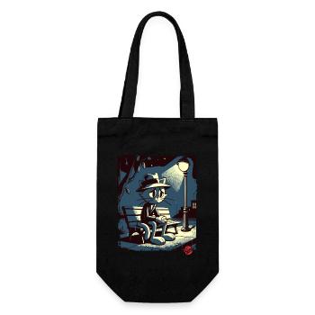 a night in the park and a melancholic cat - Gift Bag for Bottles - black - Front