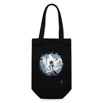 Futuristic Astronaut "Explorers of the Future" - Gift Bag for Bottles - black - Front