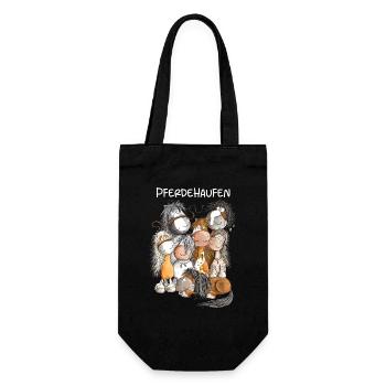 Pferdehaufen Pferde Team Herde Pferd - Geschenkbeutel für Flaschen - Schwarz - Vorne