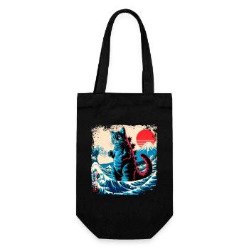 Funny Monster Kitty Cat Catzilla Anime Manga Japan - Gift Bag for Bottles - black - Front
