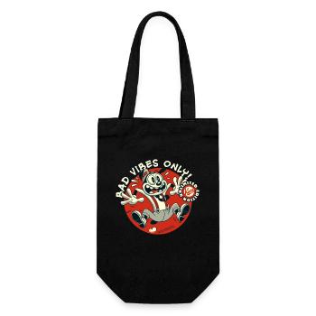 Bad Vibes Only, Vintage 1920s Old School Cartoon - Gift Bag for Bottles - black - Front