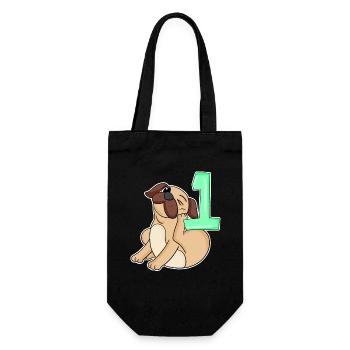 Number 1 Number One - Pug Dog Motif - Gift Bag for Bottles - black - Front
