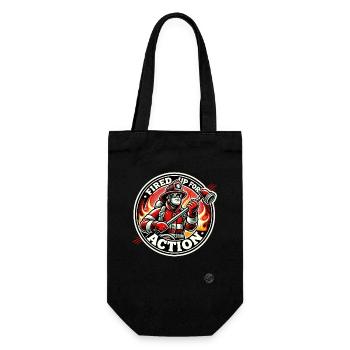 Ready for action, the firefighter - Gift Bag for Bottles - black - Front