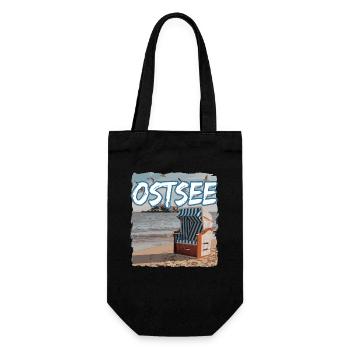 Ostsee Strandkorb - Geschenkbeutel für Flaschen - Schwarz - Vorne