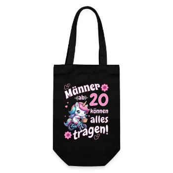 Männer ab 20...Geburtstag Mann 20 lustige Sprüche - Geschenkbeutel für Flaschen - Schwarz - Vorne