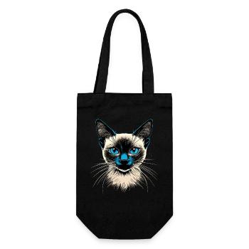 Siamkatze Siam Katze Siamese Cat Siamesen Katzen - Geschenkbeutel für Flaschen - Schwarz - Vorne