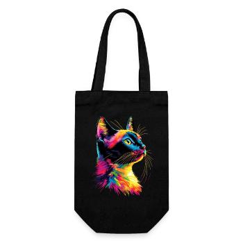 Cat Colorful Rainbow Colors Popart Cat Mom Cats - Gift Bag for Bottles - black - Front