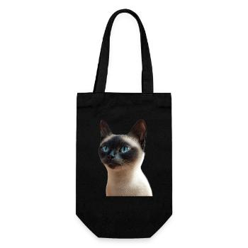 Siamkatze Siam Katze Siamese Cat Siamesen Katzen - Geschenkbeutel für Flaschen - Schwarz - Vorne