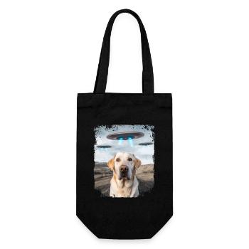 Labrador Retriever Dog Selfie with Alien UFOs. - Gift Bag for Bottles - black - Front