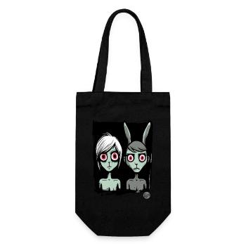 Two gloomy girls as cartoon characters - Gift Bag for Bottles - black - Front