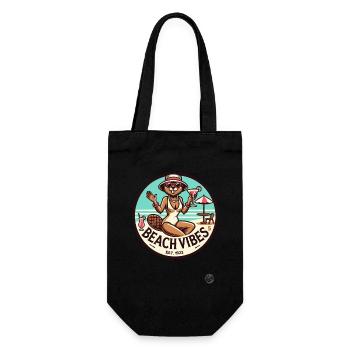 Beaver Lady Brings Retro Vacation Beach Vibes - Gift Bag for Bottles - black - Front