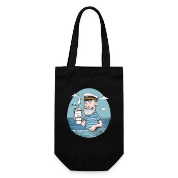 Vintage Seemann genießt Kaffee Nautisch - Geschenkbeutel für Flaschen - Schwarz - Vorne