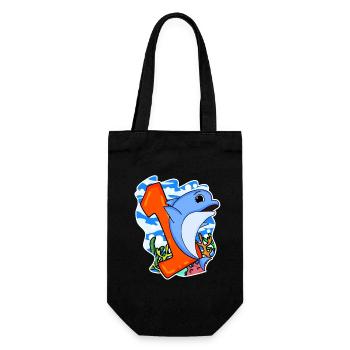 Zahl 1 Nummer Eins - Delfin Motiv - Geschenkbeutel für Flaschen - Schwarz - Vorne