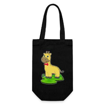 Giraffe Schleife - Geschenkbeutel für Flaschen - Schwarz - Vorne