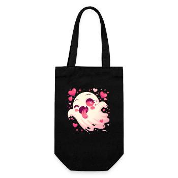 Cute Geist Gespenst Herzchen Halloween Spuk - Geschenkbeutel für Flaschen - Schwarz - Vorne
