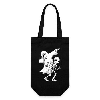 Dabbing Ghost Skeleton Halloween Spooky Gift - Gift Bag for Bottles - black - Front