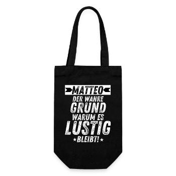 Matteo Der Wahre Grund Lustig Bleibt - Geschenkbeutel für Flaschen - Schwarz - Vorne