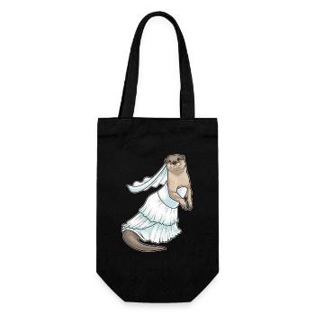 Otter Bridal Wedding Dress Wedding - Gift Bag for Bottles - black - Front