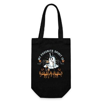 Ghost with Bourbon and Top Hat Halloween - Gift Bag for Bottles - black - Front