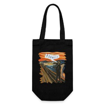 Fan graphic of an angler at sunset - Gift Bag for Bottles - black - Front
