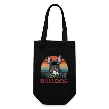 Französische Bulldogge Hund Mops - Geschenkbeutel für Flaschen - Schwarz - Vorne