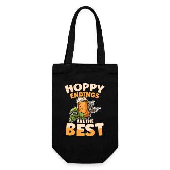 Hoppy endings are the best - Geschenkbeutel für Flaschen - Schwarz - Vorne