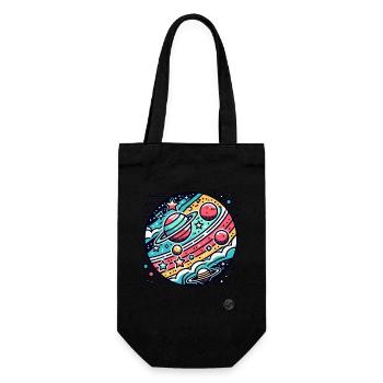Retro Cartoon Space and Planets - Gift Bag for Bottles - black - Front