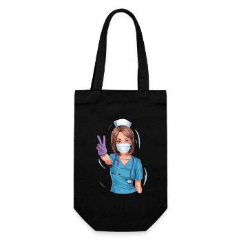 Lustige Krankenschwester mit Humor - Geschenkbeutel für Flaschen - Schwarz - Vorne