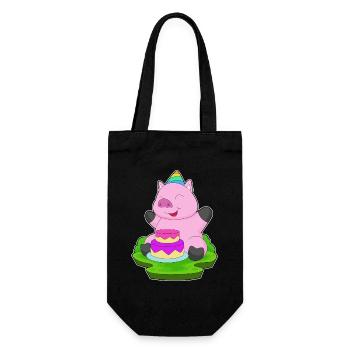 Gâteau d’anniversaire cochon - Sac à bouteille - noir - Devant