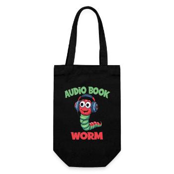 Audio Book Worm Hörbuch Hörspiel für Hörbuch - Geschenkbeutel für Flaschen - Schwarz - Vorne