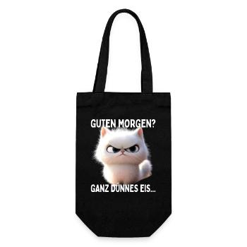 Guten Morgen Ganz Dünnes Eis Morgenmuffel Katzen - Geschenkbeutel für Flaschen - Schwarz - Vorne