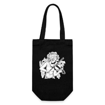 Fiddle Girl Drawing - Gift Bag for Bottles - black - Front
