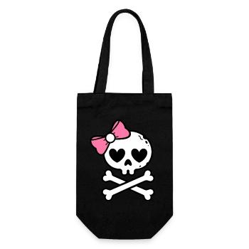 Cute Pink Bow Skull and Crossbones - Gift Bag for Bottles - black - Front