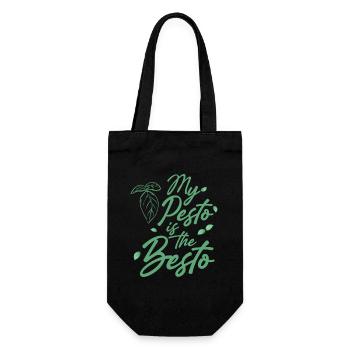 Pesto ist das Beste - Geschenkbeutel für Flaschen - Schwarz - Vorne