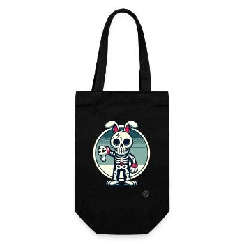 Creepy skeleton bunny with thumbs down - Gift Bag for Bottles - black - Front