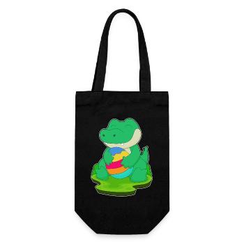 Oeuf de Pâques en crocodile - Sac à bouteille - noir - Devant