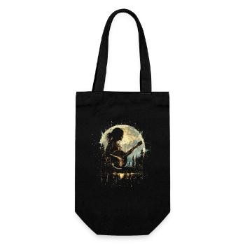 Banjo Player Drawing - Gift Bag for Bottles - black - Front