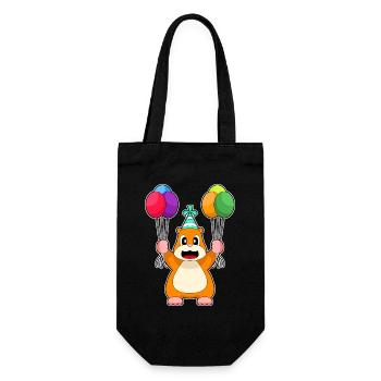 Hamster Birthday Balloon - Gift Bag for Bottles - black - Front