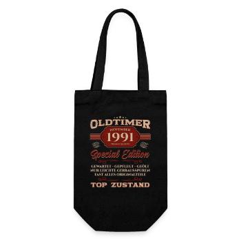 33. Geburtstag November Oldtimer 1991 Jahrgang - Geschenkbeutel für Flaschen - Schwarz - Vorne