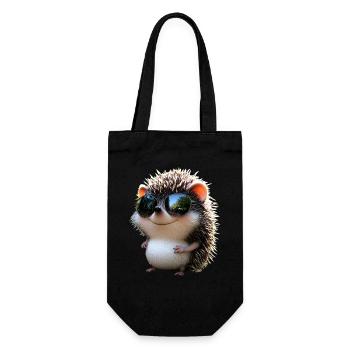 Igel Weißbauchigel Stacheligel Liebe Süßer Igel - Geschenkbeutel für Flaschen - Schwarz - Vorne